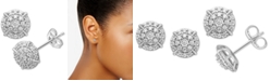 Macy's Diamond Halo Cluster Stud Earrings (1/3 ct. t.w.) in 14k White Gold